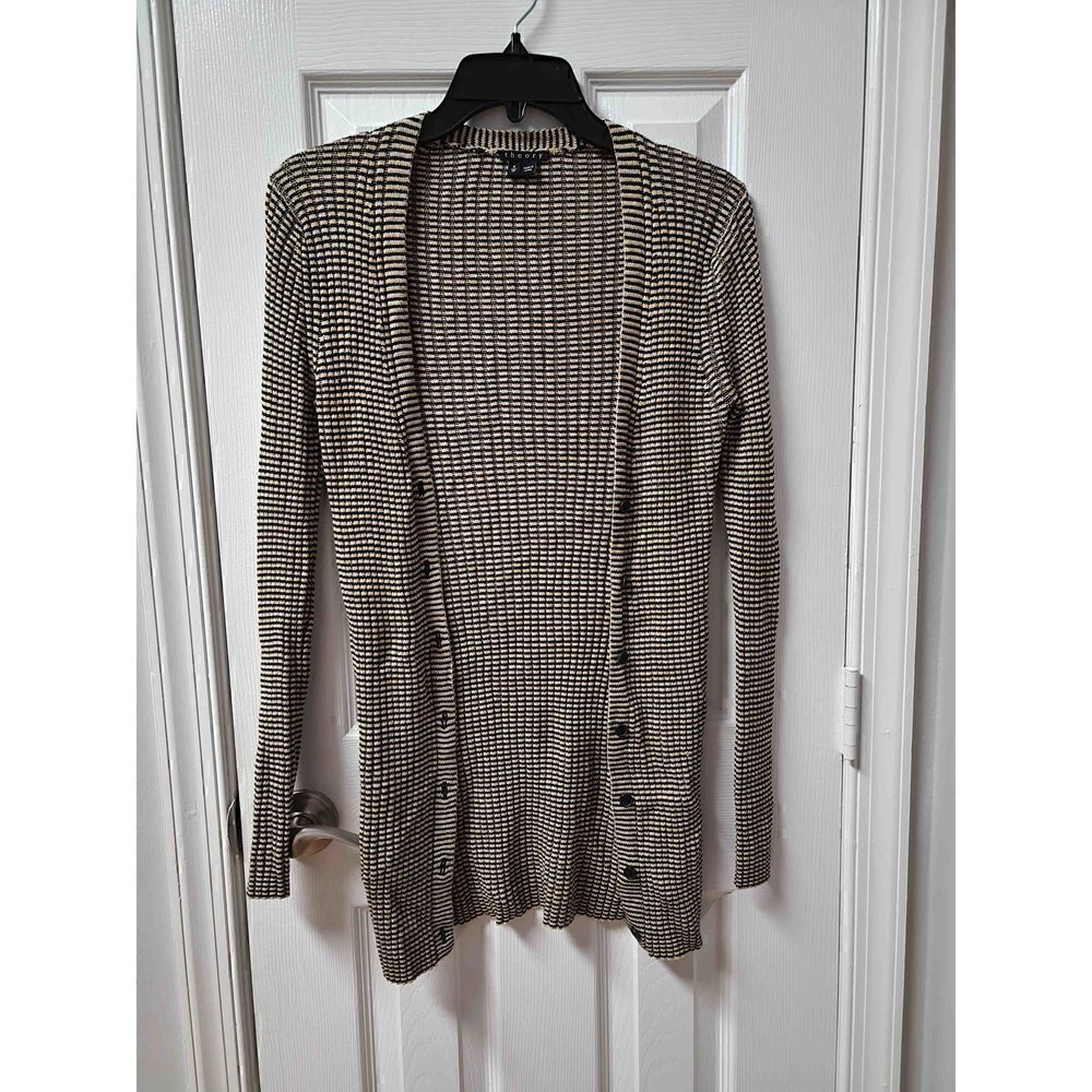 Theory Stripes Long Cardigan S